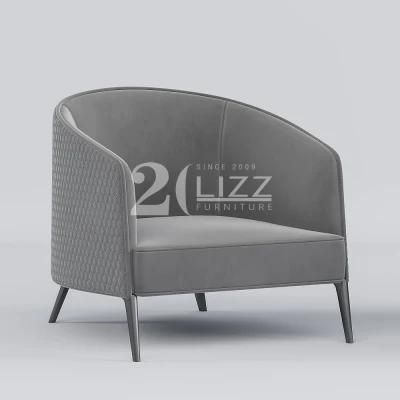 Classical Design Modern Style Home Hotel Furniture European Circular Armrest Living Room Grey Fabric Chair