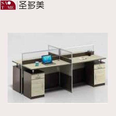 Modern Office Furniture Office Four-Person Desk with 4 Fixed Cabinets
