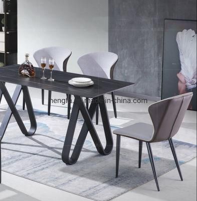 Modern Luxury Customized Hairpin Metal Legs Square Marble Dining Table