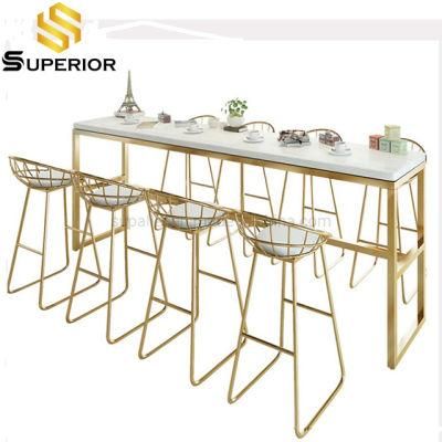 Coffee Shop Lounge Furniture Metal Frame High Table for Bar