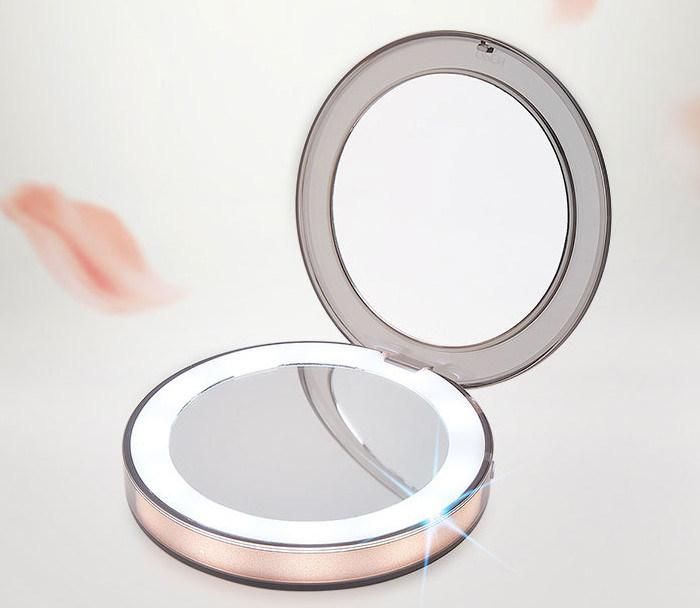 Double Sided LED Lighted Facial Makeup Compact Foldable Mirror with Power Bank Cosmetic Beauty Make up Tools