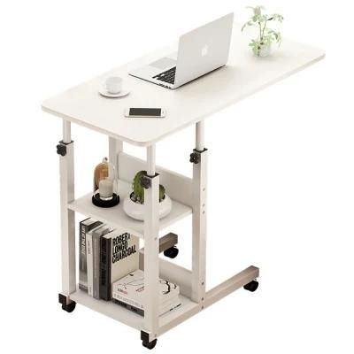 Hot Sale Eco-Friendly Materials Curved Corner Design Large Capactiy Table Adjustable Comfort Office Desk with 2 Tier Bookshelf