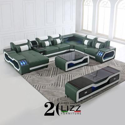 New Design Modern Style Elegant Living Room Furniture Set Sectional Customized Color Leather U Shape Sofa