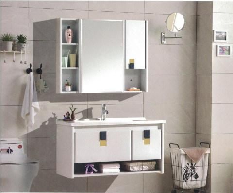Sairi Luxury Hotel Wall Mount Bathroom Cabinet with Drawer, Modern Washbasin Mirror Space Aluminum Bathroom Storage Vanity Cabinet