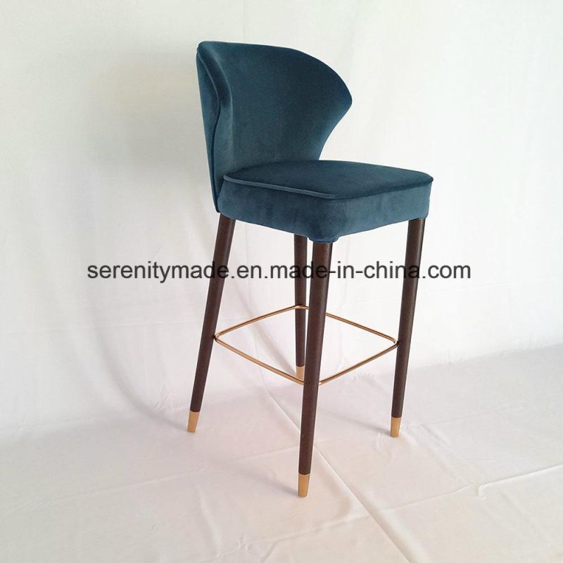 Modern Luxury Casino Restaurant High Upholstered Velvet Bar Stools