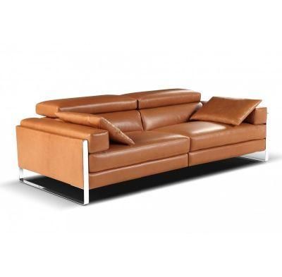 Living Room Furniture Sofa 4 Seater High Legs Stainless Steel Modern Leather Sofa