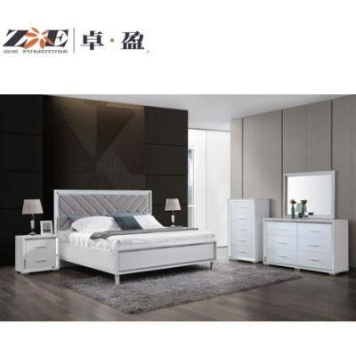 Modern Home Furniture Set High Glossy Furniture White Color Mirrored Modern Design Bedroom Set