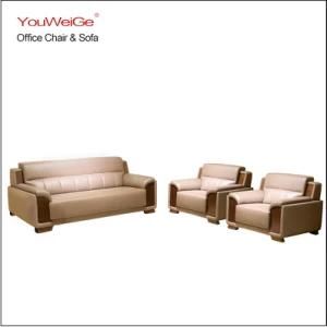 Leather Fabric Stylish Modern Upholstery Furniture for Office Sofa with Wood Armrest