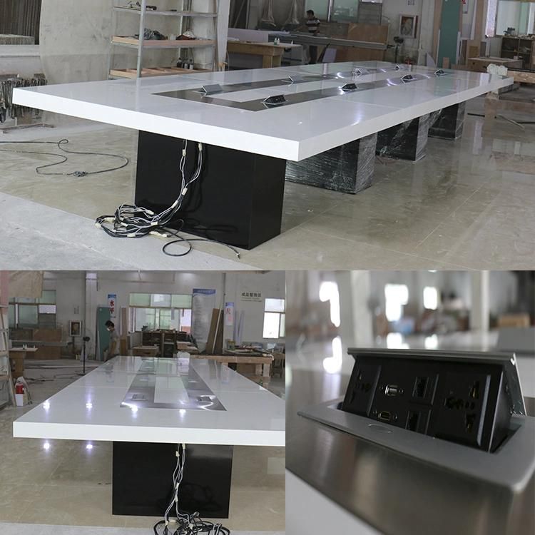 White Black Color with Power Socket Meeting Conference Table for Sale