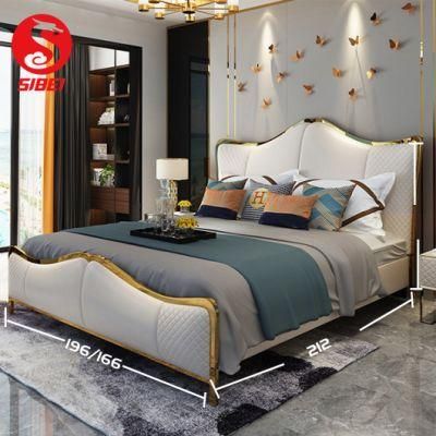 Luxury Queen King Size Modern Hotel Frame Double Bedroom Furniture Set Wood Beds