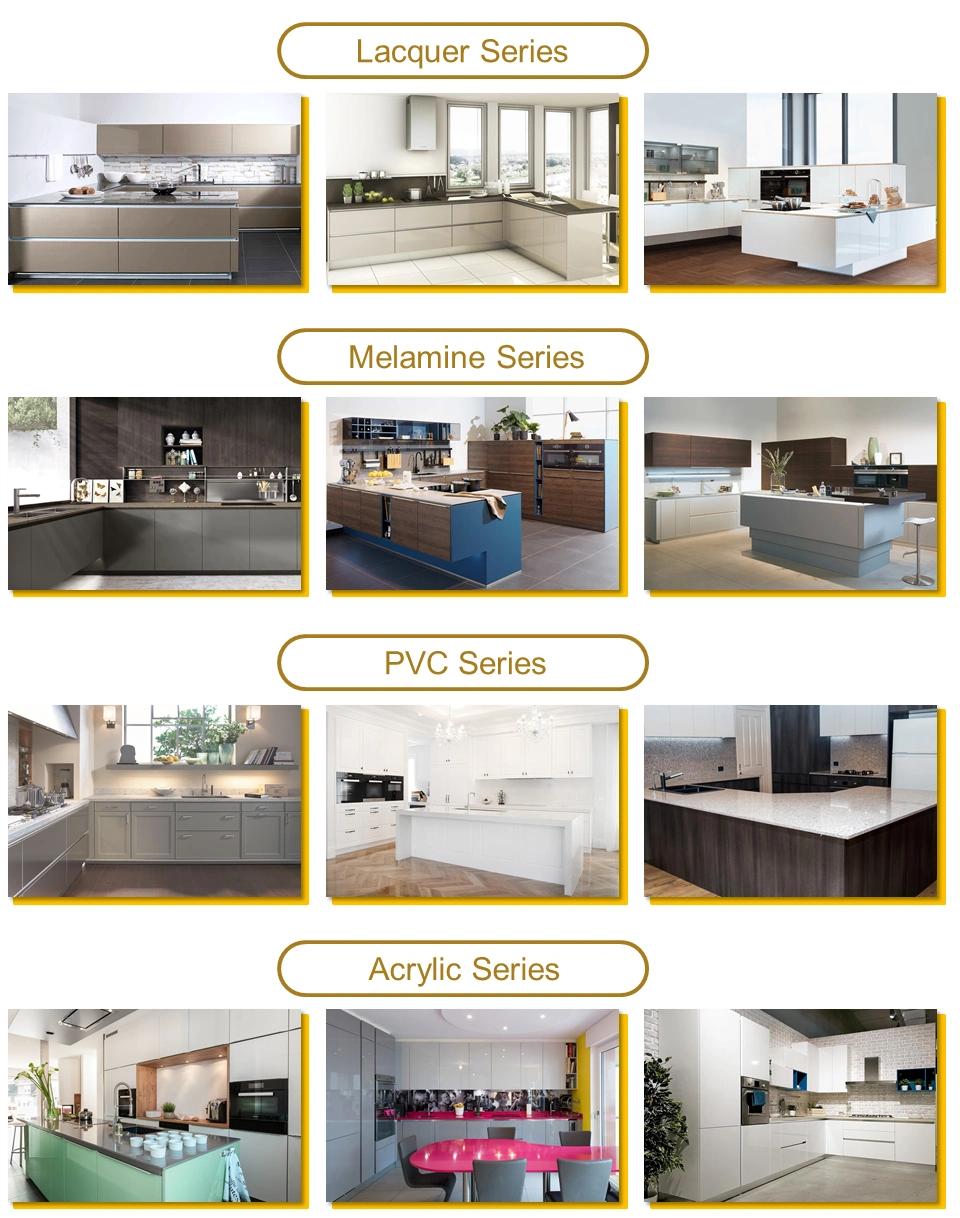 Quality Furniture Modern Design L-Shaped Lacquer and Melamine Kitchen Cabinets