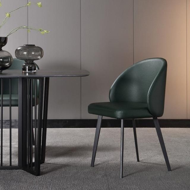 Modern Home Furniture Set Iron Base Kitchen Leather Dining Chairs
