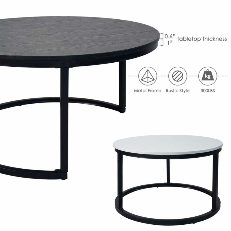 2 Round Nested Tables Combination Round Coffee Table