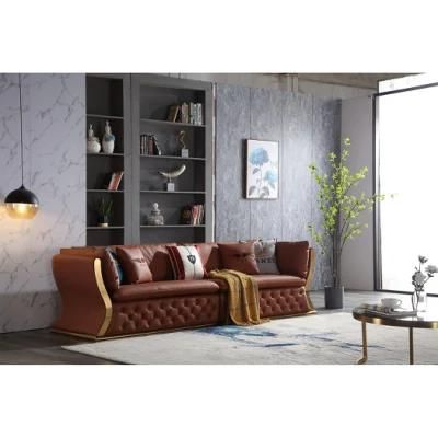 Modern Home Furniture Sectional Wooden Frame Livingroom Leather Sofa