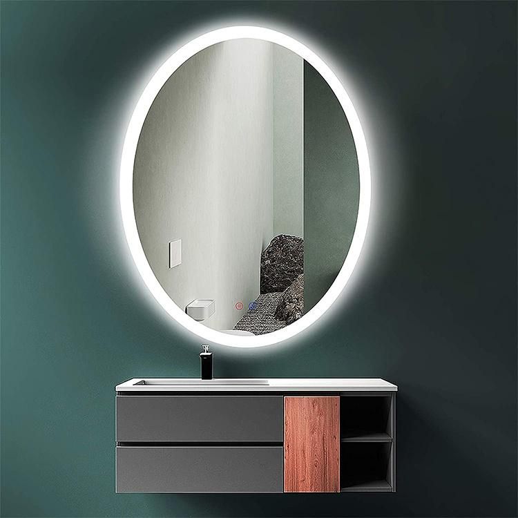 Customized Wall Mount Bathroom Lighting Oval LED Lighted Mirror with Touch Switch