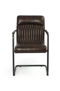 Vintage Metal Genuine Leather Dining Office Meeting Hotel Living Room Chair