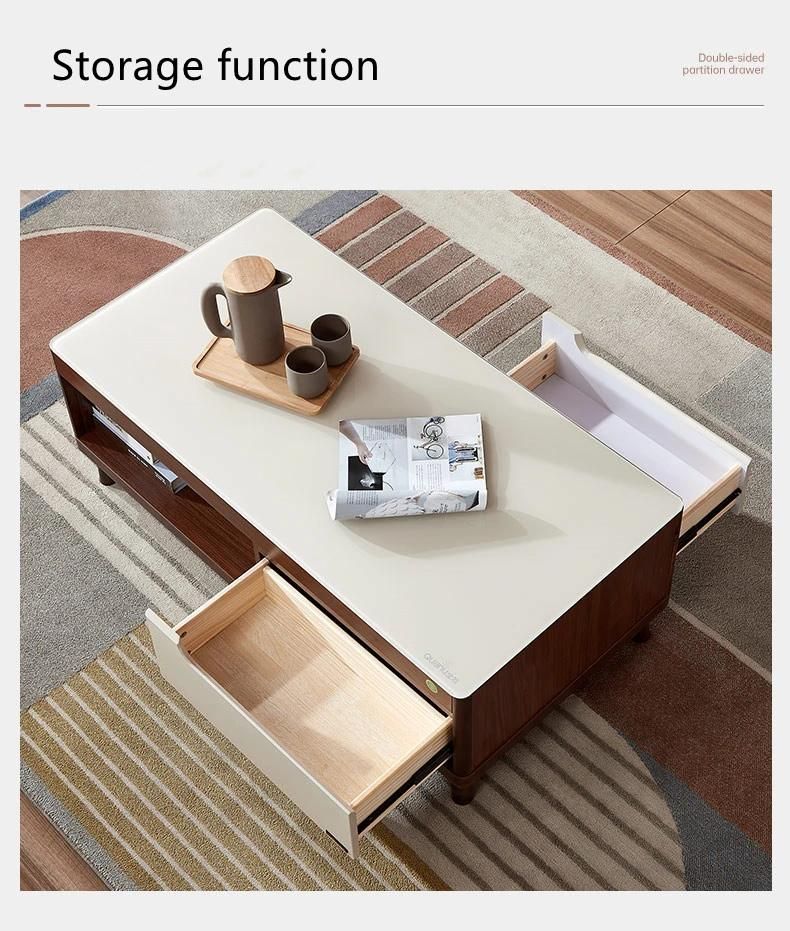 Modern Style Storage Multi-Function Open Lockers Log Color Wooden TV Stand with Drawers