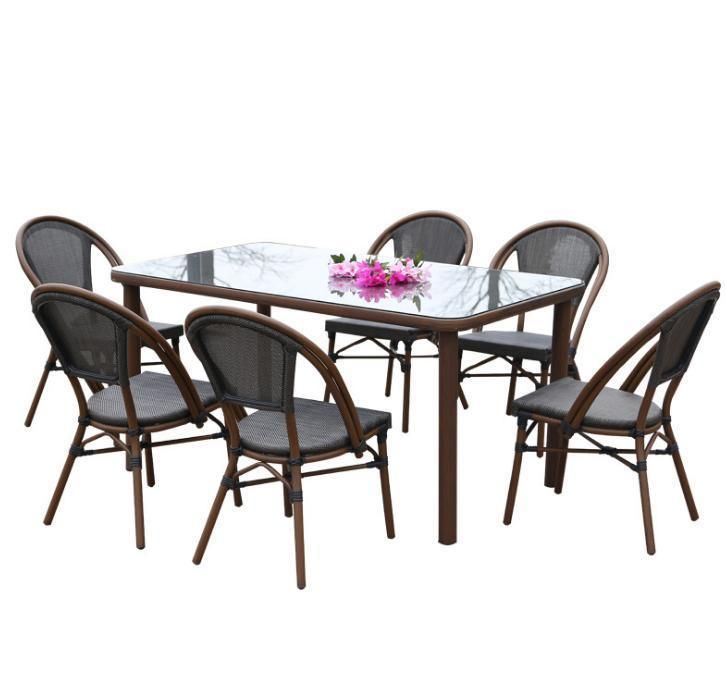 Modern Classic Garden Patio Dining Tea Table Chairs Aluminum Frame Fabric Furniture Set