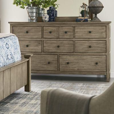 Classic Furniture Coffee Table Wooden Cabinet Gray 8 Drawer Dresser Sideboard for Bedroom