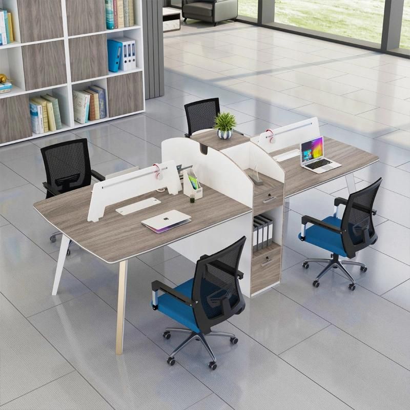 European Modern Office Furniture Partition 4 Seats Staff Workstation with Storage