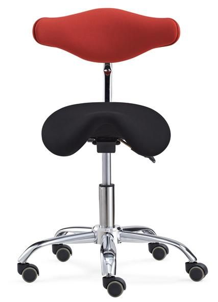 Adjustable Height Ergonomic Saddle Seat Rolling Dental Stool with Adjustable Back & Tilt Seat