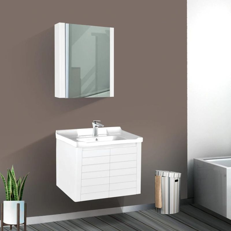 White PVC Bathroom Cabinet with Hings and Drawer