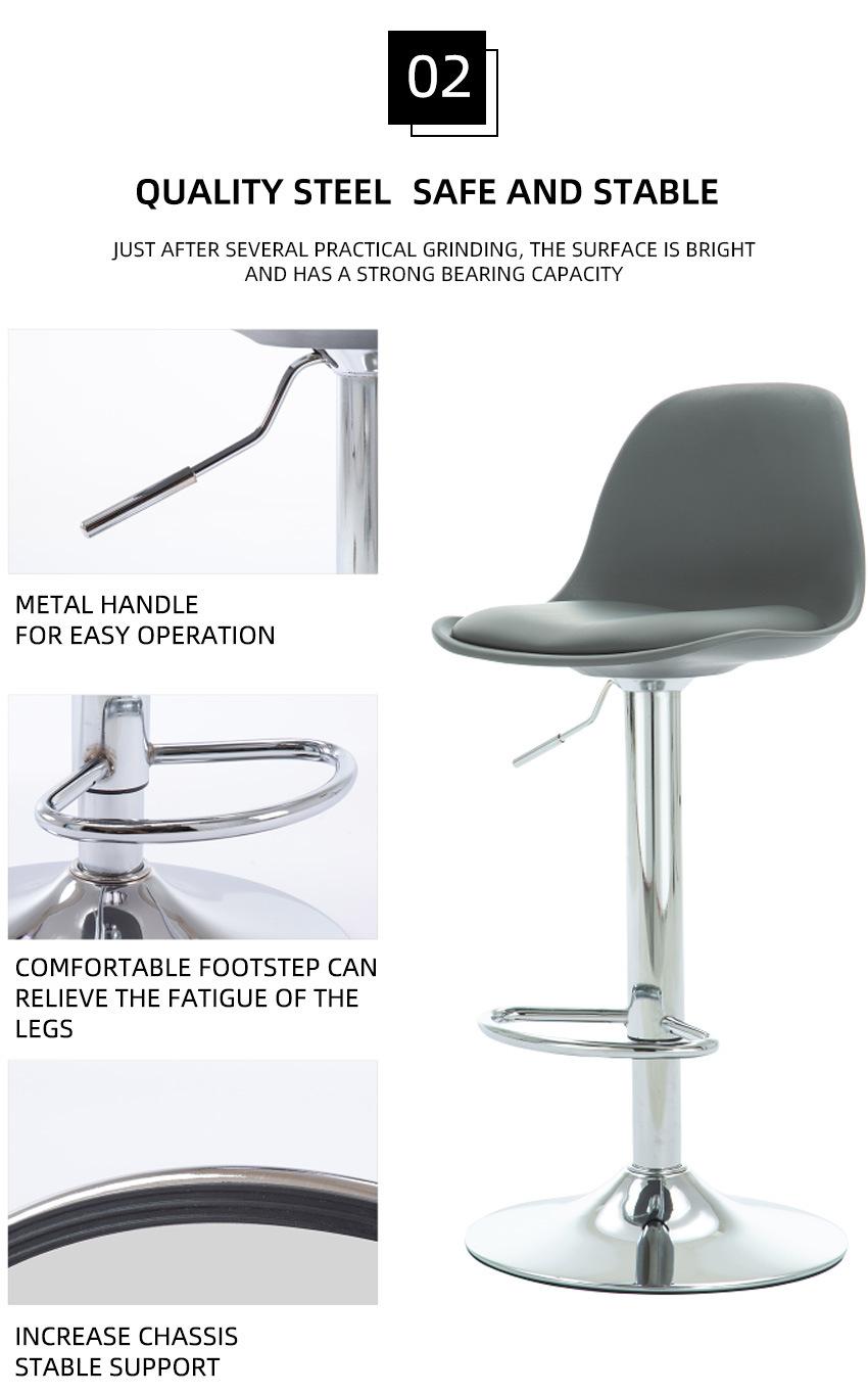 Modern Metal Restaurant Bar Stool Stainless Steel Base Bar Chairs