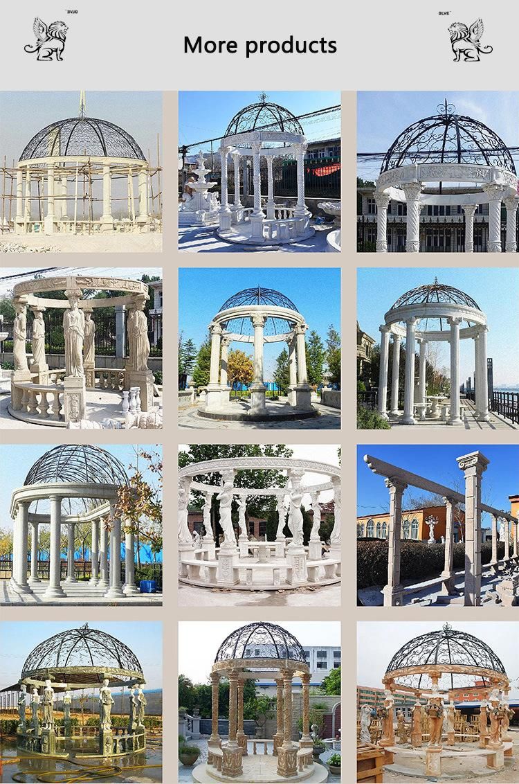 Blve Large Outdoor Stone Wedding Pavilion White Marble Garden Roman Pillar Modern Gazebo