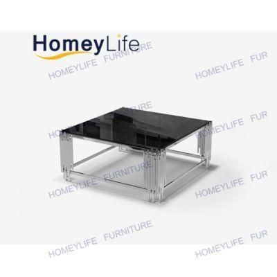 Wholesale Market Modern Mirror Black Glass Top Coffee Table for Home Furniture