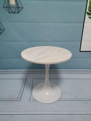 Hotel Luxury Modern Stainless Steel Metal Leg Small Circle Round White Marble Top Side Table