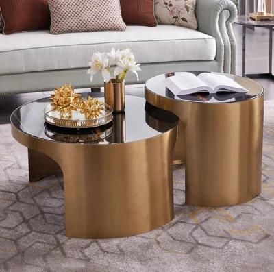 High Quality Modern Luxury Natural Marble Stainless Steel Coffee Table for Home Party Villa Hotel 007L