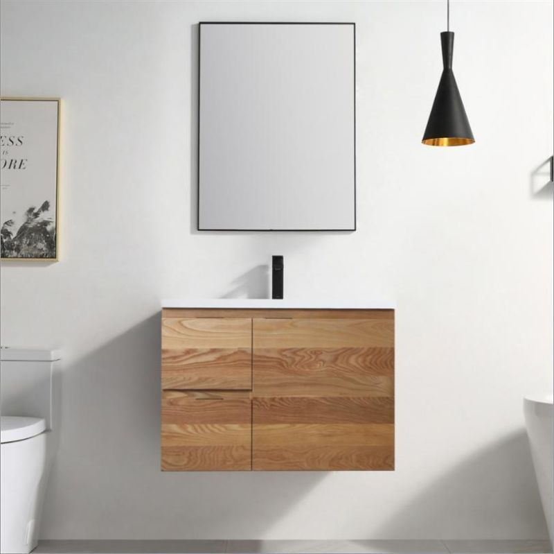 Solid Wood Bathroom Vanity Simple Modern with Ceramics Top