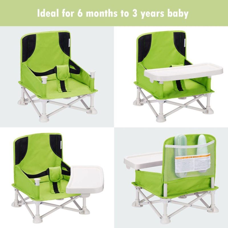 Baby Travel Booster Seat Camping Chair with Removable Dining Tray for Baby Compact Baby Seat with Storage Bag 6 Months - 3 Years Old