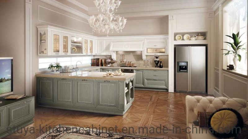 European Style Solid Wood Kitchen Painted Wooden Kitchen Design Modern Kitchen Furniture