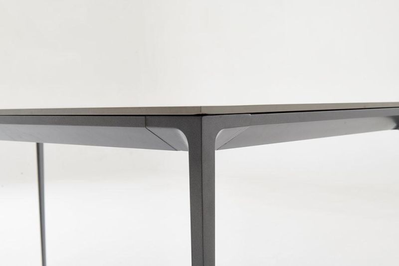 Modern Luxury Aluminium Alloy Sintered Stone Dining Table