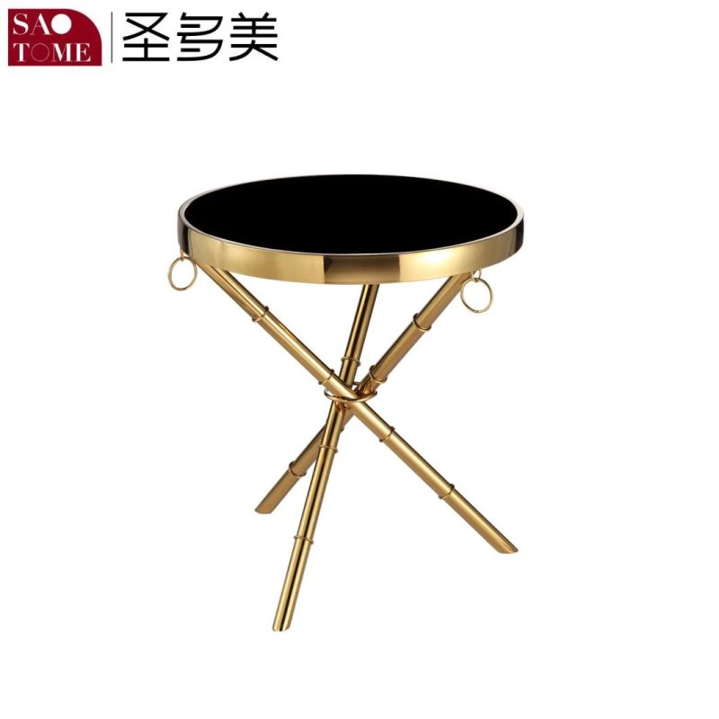 Stainless Steel Hotel Furniture Side Table Tea Table with Glass Top