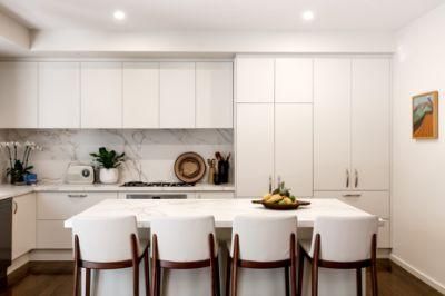 Home Furniture Design Modern White Cupboard Waterproof Furniture PVC Finish Laminate Kitchen Cabinets