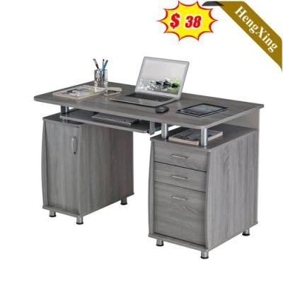 New Modern Design Wooden Dark Grey Color School Student Furniture Storage Computer Table with Drawers