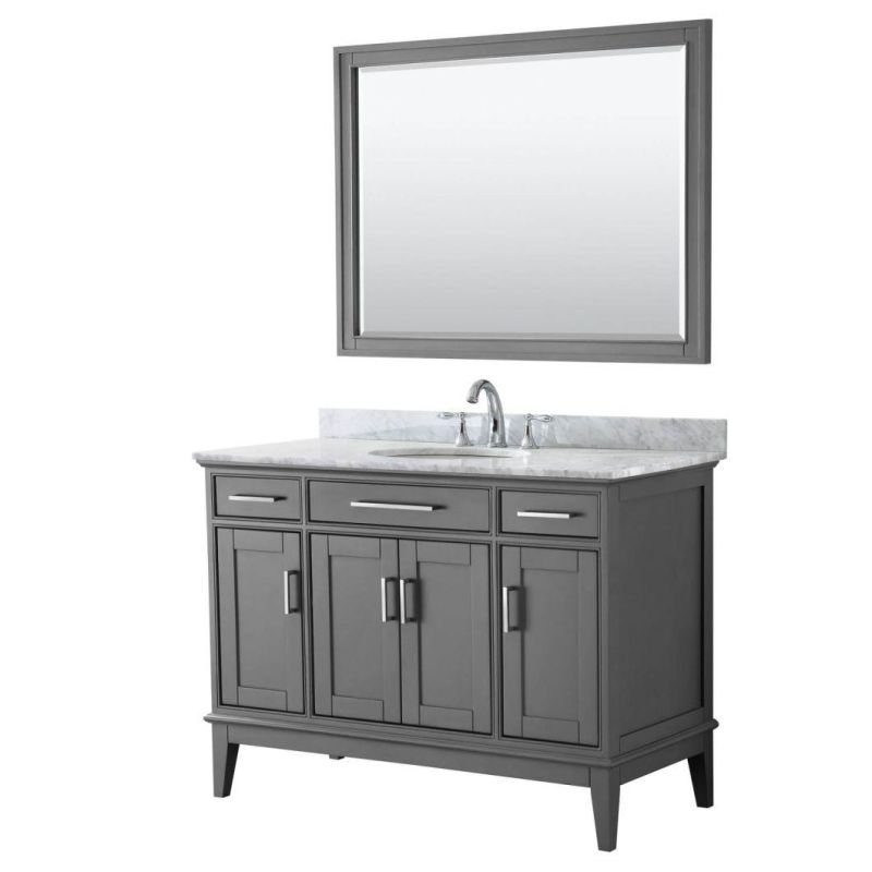 48" Single Bathroom Vanity-Dark Gray with Double Ceramic Sinks