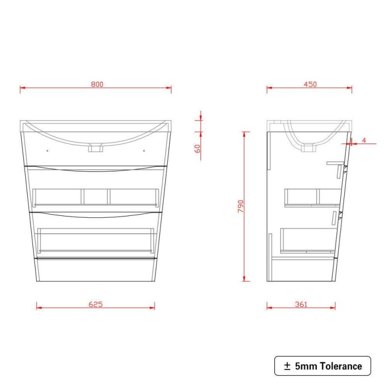 800mm Bathroom Vanity Unit Basin Storage Cabinet Modern Furniture Gloss Grey