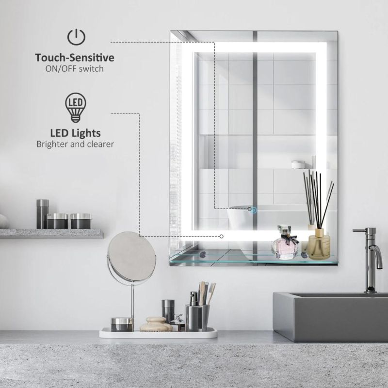 Hot Selling LED Bathroom Mirror with Glass Frame and Touch Switch