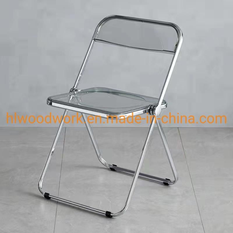 Modern Transparent Grey Folding Chair PC Plastic Meeting Chair Chrome Frame Office Bar Dining Leisure Banquet Wedding Meeting Chair Plastic Dining Chair