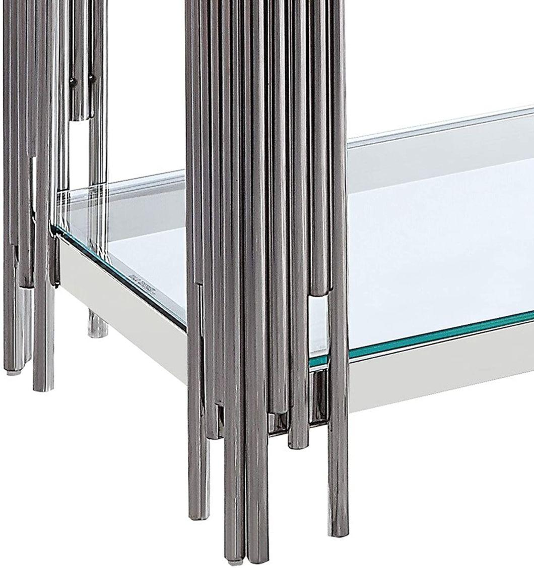 Tempered Glass Stainless Steel Frame Side Table Hallway Table