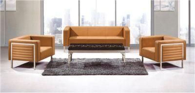 Beautiful Simple Leather 1+1+3 Genenie Italian Leather Office Sofa Set