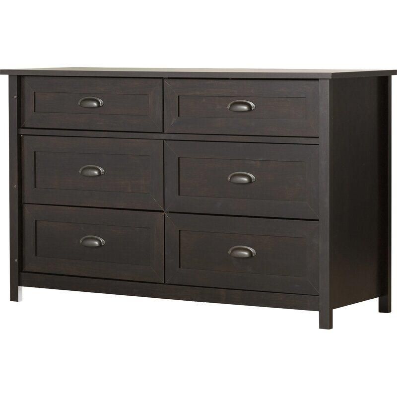 Antique Furniture Coffee Rossford 6 Drawer Dresser Sideboard with Metal Handle in Bedroom