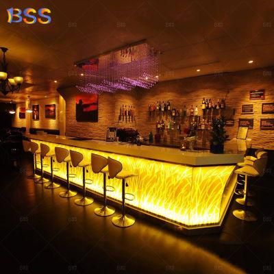 Custom Size Restaurant Glossy LED Light up Coffee Bar Counter