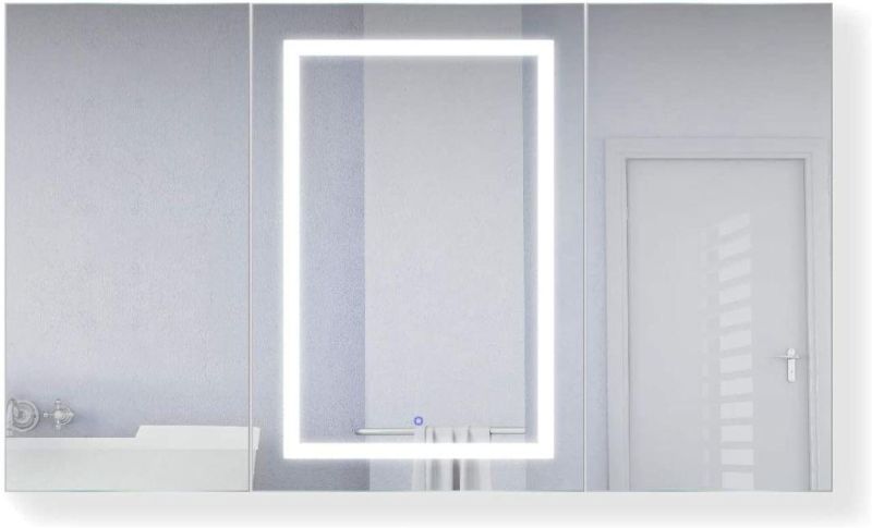 Double Door Mc010 Aluminum Medicine Cabinet with Mirror Bathroom Lighted Mirror Cabinet with Adjustable Glass Shelves Recessed or Surface Mounting