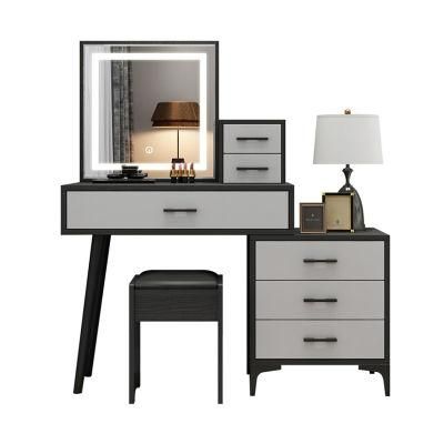 Bedroom Dressing Table with Light Gray Simple Modern Storage Cabinet One Light Luxury Net Red Ins Wind Vibrato Dressing Table 0019