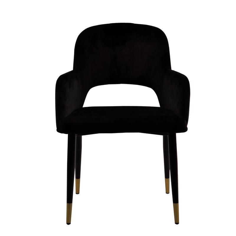 Hole Back Luxury Elegant Black Velvet Tufed Dining Room Chair