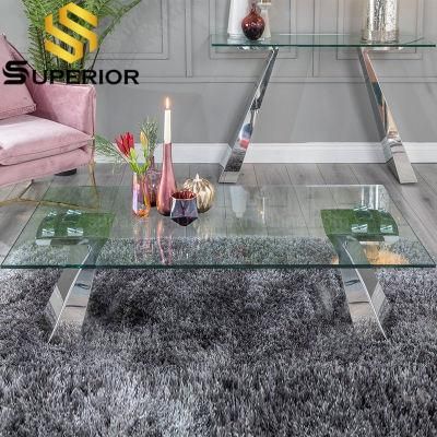Wholesale Luxury Coffee Shop Silver Metal Stainless Steel Center Table